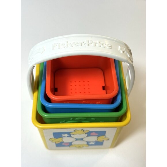 Retro 1986 Fisher Price Activity Blocks Nesting Stacking Toy - Picture 7 of 8